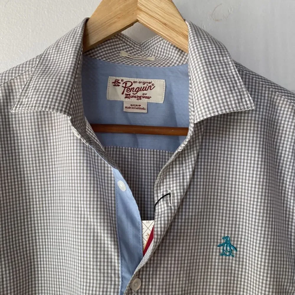 NWT Original Penguin Gingham Button Down shirt  - Picture 3 of 12
